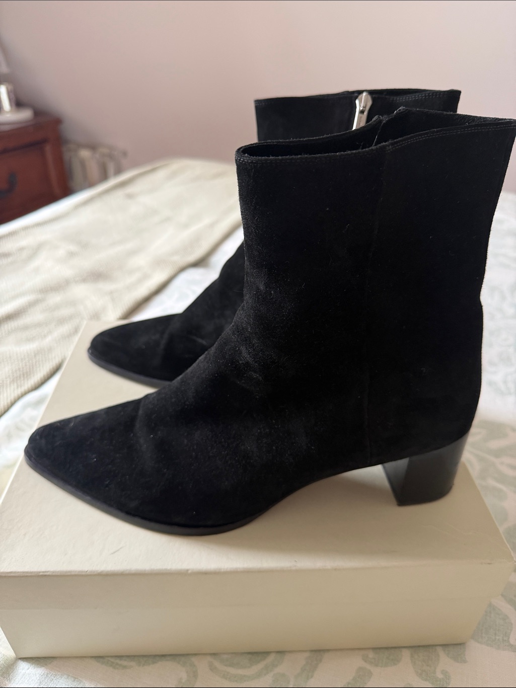 Like New Margaux Black Suede Downtown Boot - Size 44 W